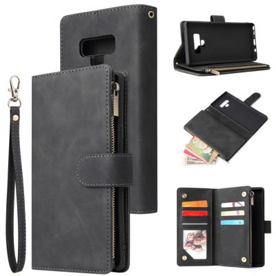 Voor Galaxy Note 9 multifunctionele retro Frosted horizontale Flip lederen draagtas met kaartsleuf & houder & rits portemonnee & foto frame & Lanyard