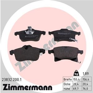 Remblokkenset, schijfrem ZIMMERMANN, u.a. fÃ¼r Vauxhall, Opel, Chevrolet