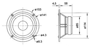 Visaton AL 130 M - 8 Ohm 6 inch 15.24 cm Midrange 60 W 8 Ω Aluminium membraan