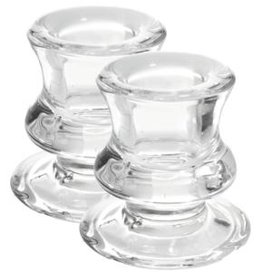 Kandelaar/kaarsenhouder voor dinerkaarsen - 2x stuks - 6 cm - Glas - Transparant
