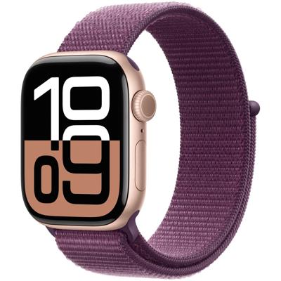 AppleWatch Series 10 GPS + Cellular 42mm Aluminium Case met Plum Sport Loop Smartwatch Roze