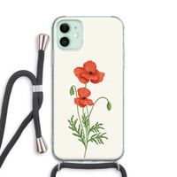 Red poppy: iPhone 11 Transparant Hoesje met koord