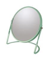 Make-up spiegel Cannes - 5x zoom - metaal - 18 x 20 cm - salie groen - dubbelzijdig - Make-up spiegeltjes - thumbnail