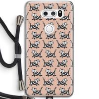 Zwarte poes: LG V30 Transparant Hoesje met koord