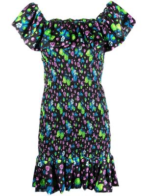 MSGM robe Amazing Berries courte en jacquard - Noir