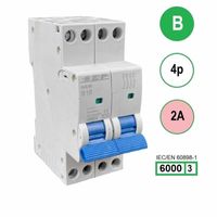 SEP krachtstroom installatieautomaat 2A INS36-4B02 inst. 4p B2 6kA (36mm) 3101644002