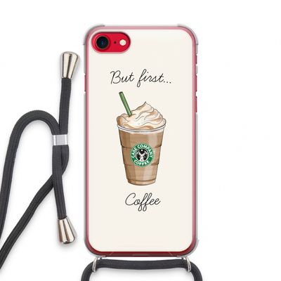 But first coffee: iPhone SE 2020 Transparant Hoesje met koord