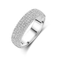 Elegant Gerhodineerd 925 Zilveren Ring met Zirkonia - 5.5 mm Breed
