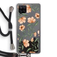 Peachy flowers: Samsung Galaxy A12 Transparant Hoesje met koord