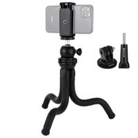 PULUZ mini Octopus flexibele statief houder met bal hoofd & telefoon klem + statief montage adapter & lange schroef voor SLR camera's GoPro mobiele