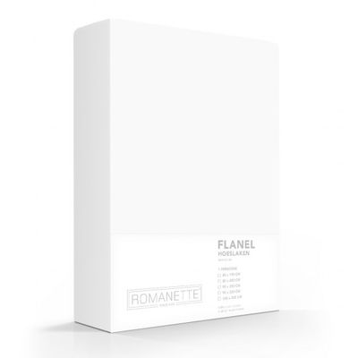 Flanellen Hoeslaken Wit Romanette-160 x 200 cm