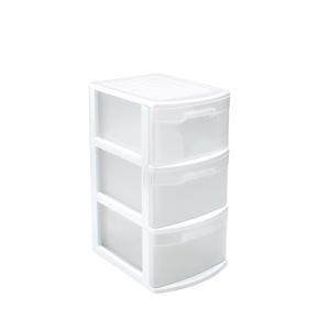 PlasticForte Ladeblok - 3 lades - wit/transparant - 39 x 29 x 59 cm