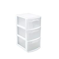 PlasticForte Ladeblok - 3 lades - wit/transparant - 39 x 29 x 59 cm