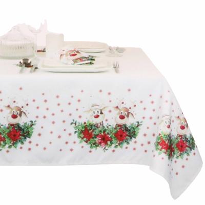 Kerst tafelkleed/tafellaken - met rendieren print - 140 x 250 cm - polyester Kerst tafelkleed/tafellaken - met rendieren print - 140 x 250 cm - polyester