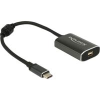 DeLOCK usb-c (male) > mini displayport (female) met pd functie adapter (donkergrijs, 0,2 meter)