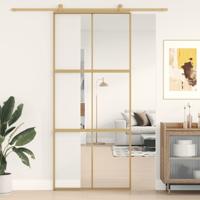 VidaXL Schuifdeur 90x205 cm helder esg-glas en aluminium goudkleurig