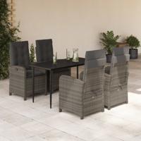 5-delige Tuinset met kussens poly rattan grijs