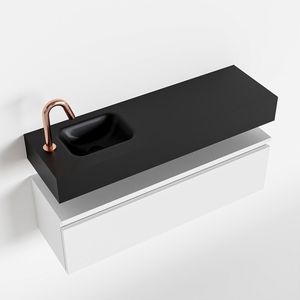 Toiletmeubel Mondiaz Andor | 100 cm | Meubelkleur Talc | Lex vrijhangend wastafel Urban Links | 1 kraangat