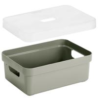 Sunware Opbergbox met transparante deksel - 1x stuks - lichtgroen - 9 liter - kunststof - 35x25x12