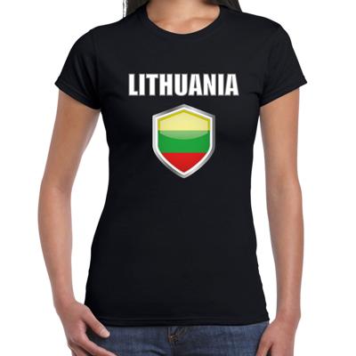 Litouwen landen supporters t-shirt - zwart - dames - fan kleding - korte mouwen Litouwen landen supporters t-shirt - zwart - dames - fan kleding - korte mouwen