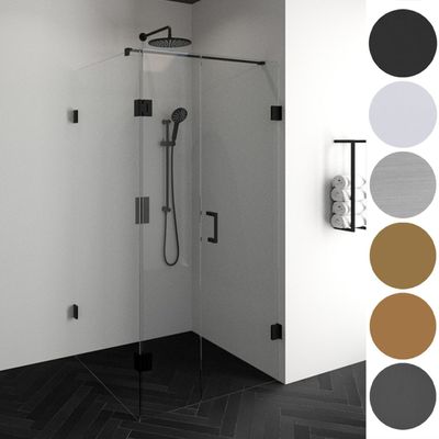 Douchecabine Compleet Just Creating Profielloos 3-Delig Dubbel Draaibaar 90x90 cm Gunmetal