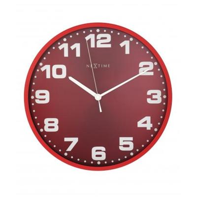 NeXtime klok 3053ro dash red, ø35 cm, wall, red/ silver