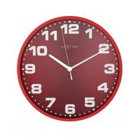 NeXtime klok 3053ro dash red, ø35 cm, wall, red/ silver