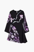 Asymmetrische korte jurk met letters - BLACK - XL