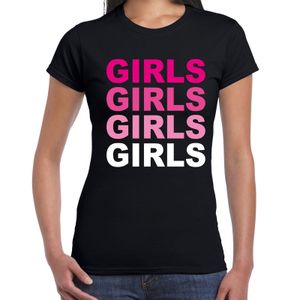 Gay pride Girls tekst t-shirt zwart voor dames