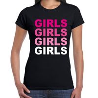 Gay pride Girls tekst t-shirt zwart voor dames - thumbnail