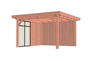 Buitenverblijf Florence 425x425 cm - Plat dak - Combinatie 1- Plat dak- Onbehandeld lariks Douglas hout- Trendhout