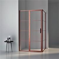 Aqua Vista Draaideur - 120x200cm - 8mm - helder glas - met vast deel - geborsteld koper R-BC-C120-FFF