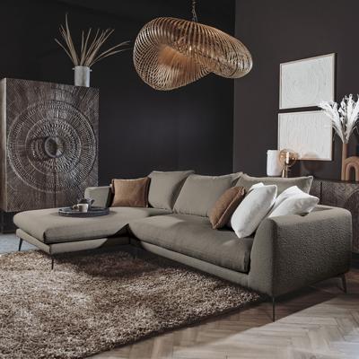 Tower Living 2,5-zits Loungebank 'Nottingham' Bouclé, Links, kleur Taupe