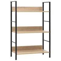 Boekenkast met 3 schappen 60x27,6x90,5 cm spaanplaat eikenkleur