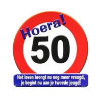 Verjaardag stopbord - 50 jaar - D50 cm - Leeftijd feestartikelen - verkeersbord - Karton