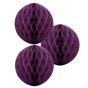 Papieren kerstballen - 3x - aubergine paars - 10 cm - kerstversiering