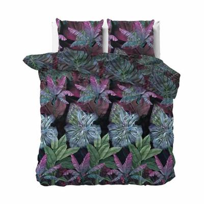 Dekbedovertrek Velvet Elora - Eenpersoons (140x220 cm) - Meerkleurig Microvezel - Dessin: Bloemen, Natuur - Manilla - Dekbed-Discounter.nl