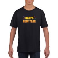 Happy new year t-shirt zwart voor kinderen - thumbnail