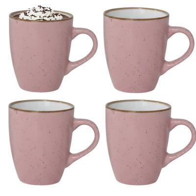 Gerimport Koffie / thee mok Sweets - 4x stuks - roze - 350 ml - keramiek