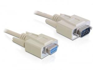 DeLOCK RS-232, 1m seriële kabel Beige Sub-D9