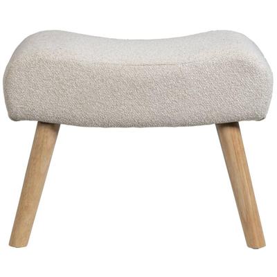 Leen Bakker - Hocker Hilton - Bouclé Stof - Zand - Stof/Teddy - Beige - 39x55x41 Cm
