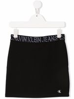 Calvin Klein Kids jupe droite à taille à logo - Noir