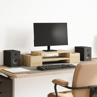 Monitorstandaard met opbergruimte 70x27x15 cm hout sonoma eiken
