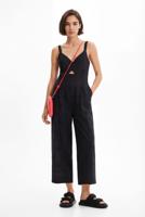Lange gevlokte jumpsuit - BLACK - S