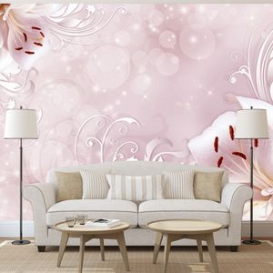 Fotobehang - Roze Lelies, premium print vliesbehang