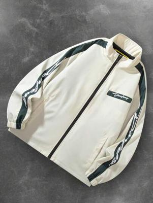 Bon&Bon Men's Colorblock Letter Print Windbreaker Jacket | White White / S