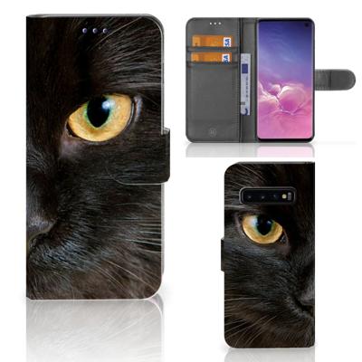 Samsung Galaxy S10 | Telefoonhoesje | Met pasjeshouder | Zwarte Kat