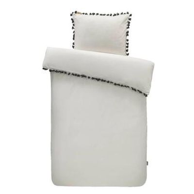 Dindi Home dekbedovertrek Fleeky fringes effen - wit - 140x200/220 cm