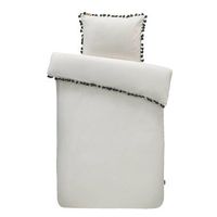 Dindi Home dekbedovertrek Fleeky fringes effen - wit - 140x200/220 cm