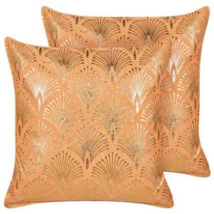 Beliani - HOYA - Sierkussen set van 2 - Oranje - 45 x 45 cm - Katoen